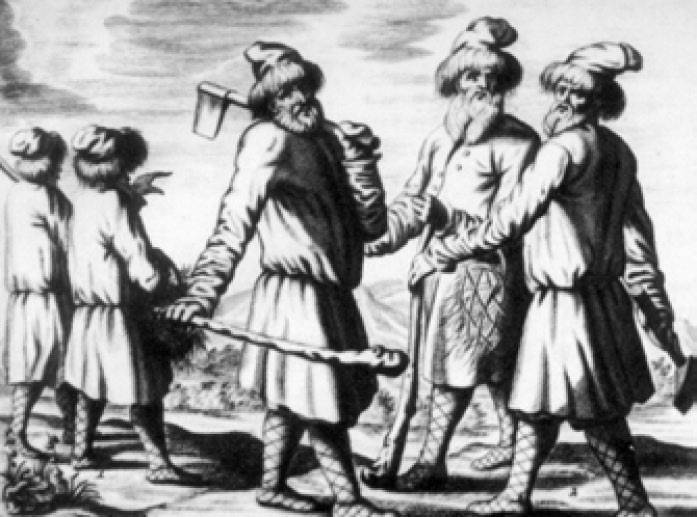 Русские крестьяне. Гравюра из книги А. Олеария Русские крестьяне. Гравюра из книги А. Олеария